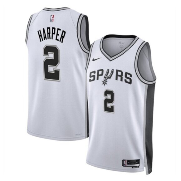 Mens San Antonio Spurs #2 Dylan Harper White Jersey - Picture 1 of 1